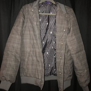 dark gray plaid winter coat